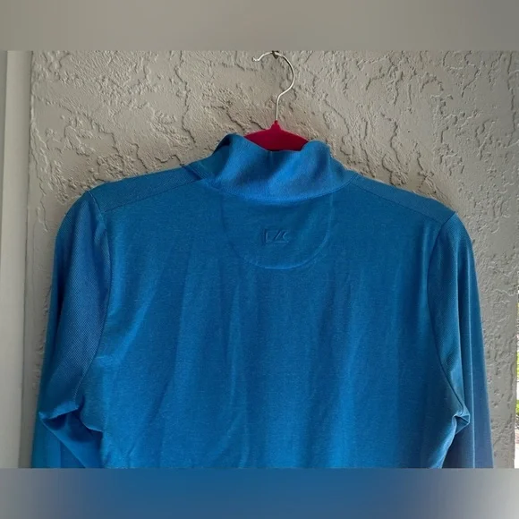 Cutter & Buck Women's Vibrant Blue Long Sleeve Top with 3/4 Zipper - Picture 6 of 8